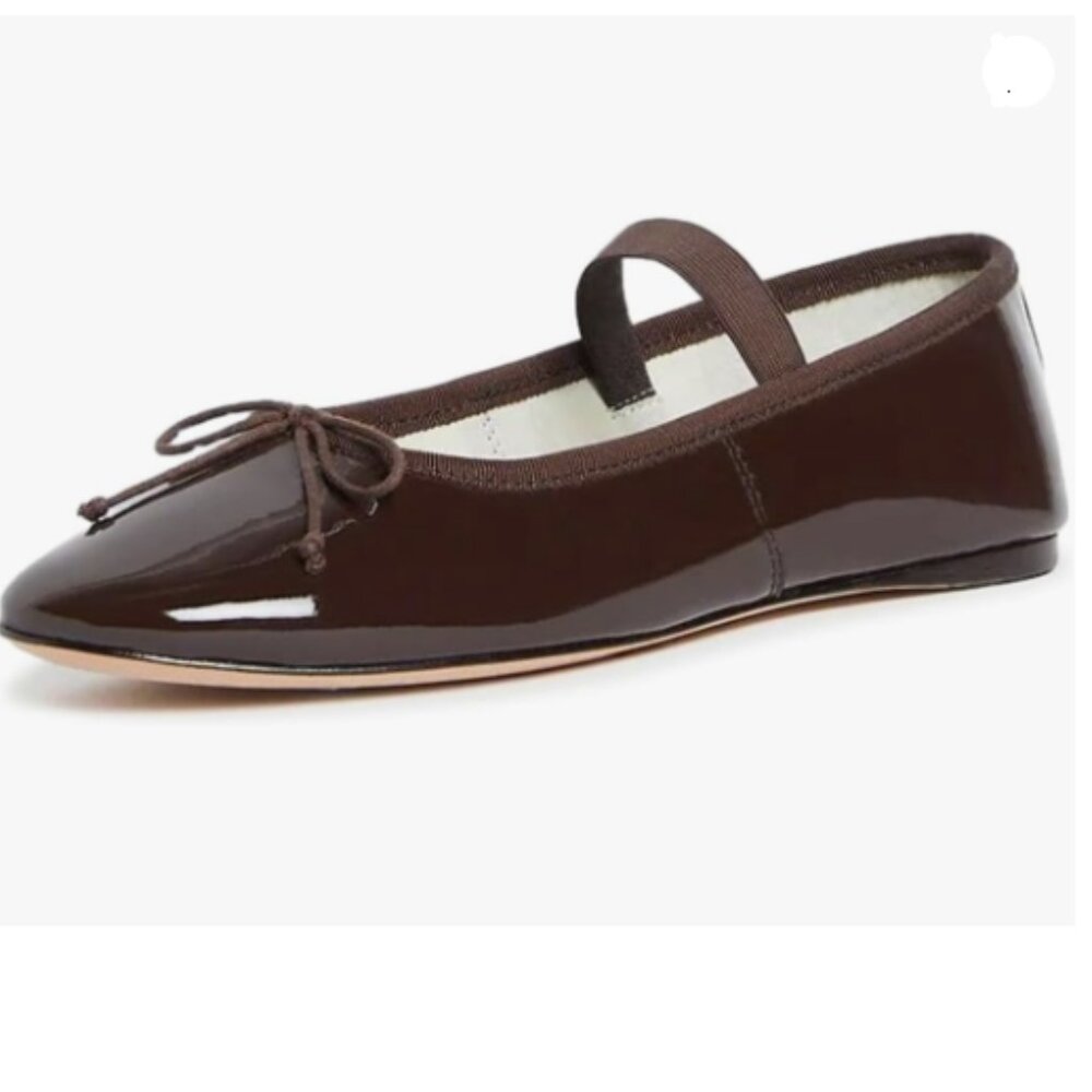 miss left Women Girls Adorable Closed Round Toe Mary Jane Flats Bowknot Brown